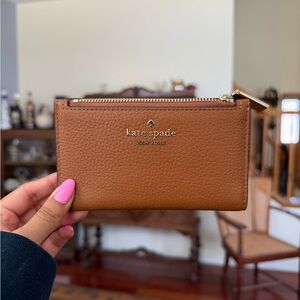 Kate Spade Tan Leather Zip Card Holder